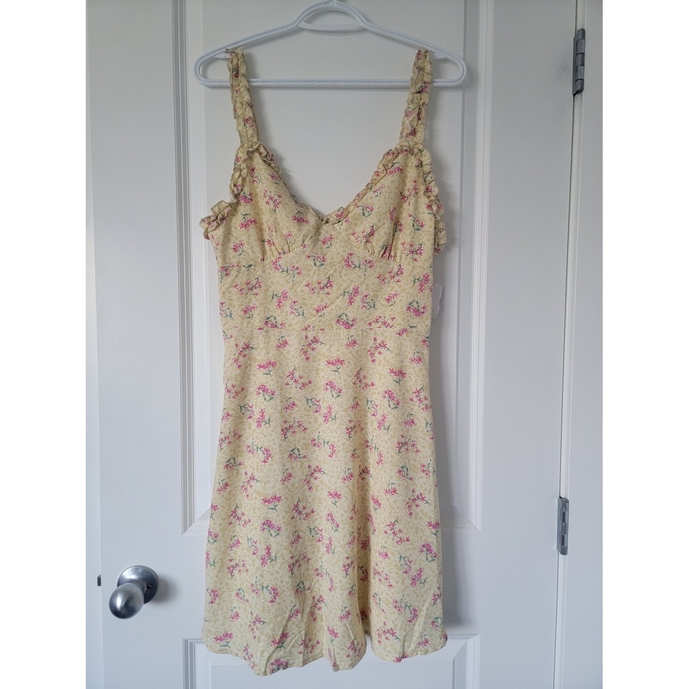 Little Mountain Yellow Floral Mini Dress with Pink Accents
